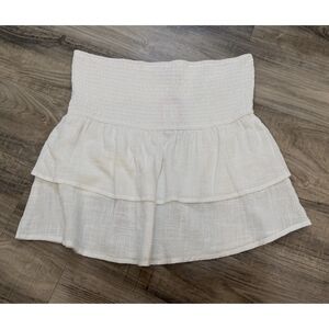 edikted Harleigh Ruffled Linen Look Tube Top Size XL